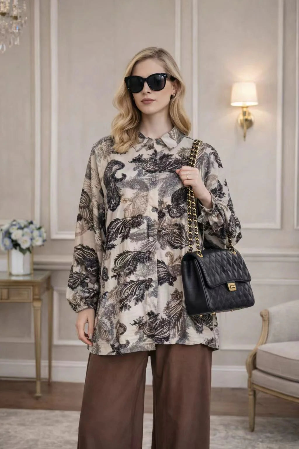 Ensemble bohème imprimé – tunique & pantalon fluide