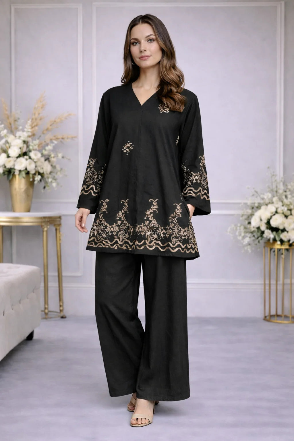 Ensemble fluide brodé chic