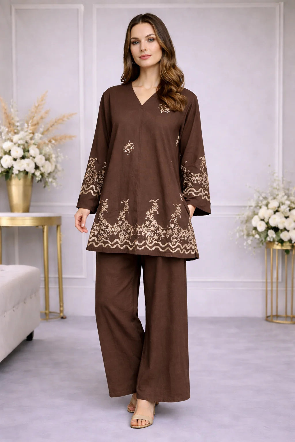 Ensemble fluide brodé chic