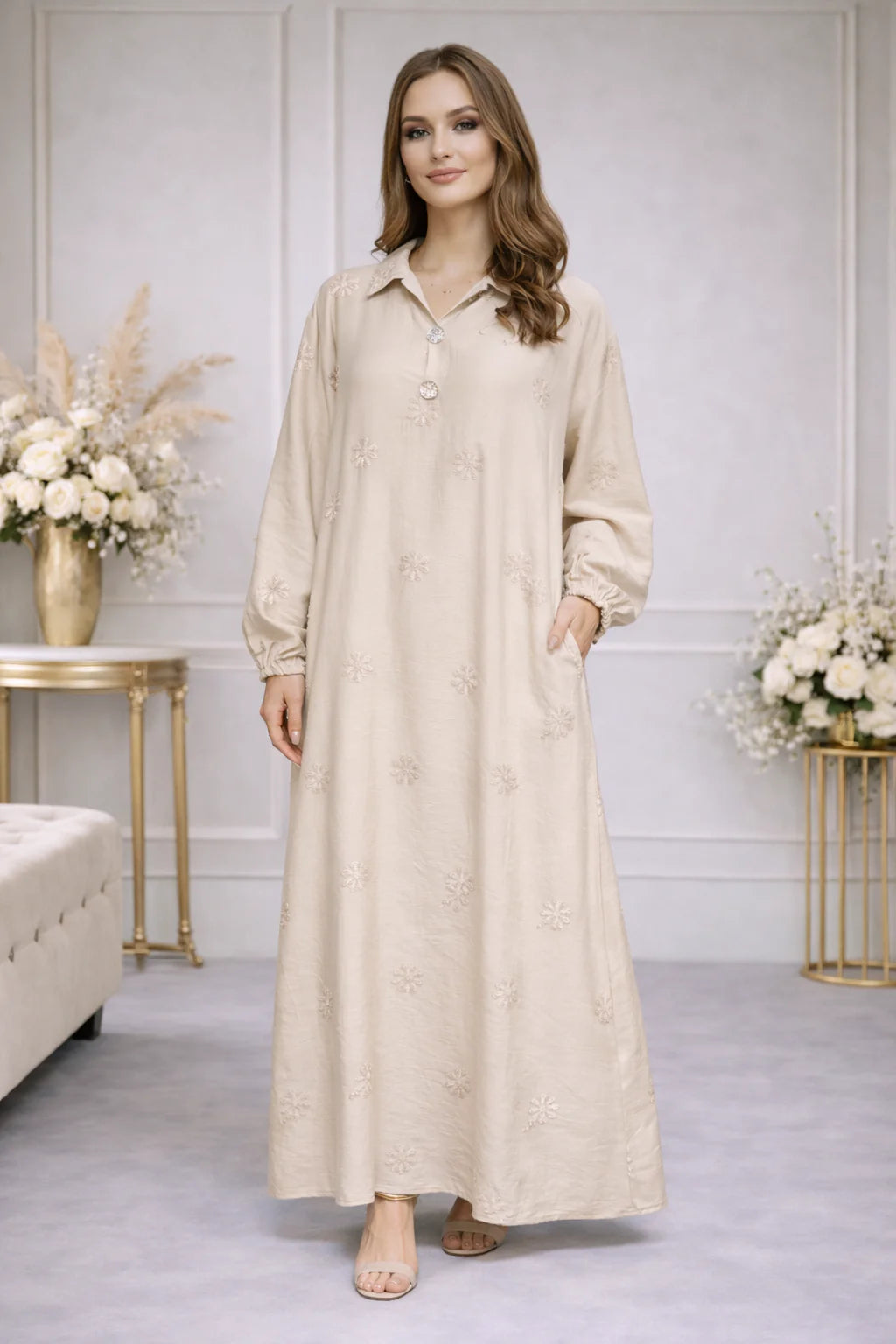 Robe longue fluide Brodé élégante