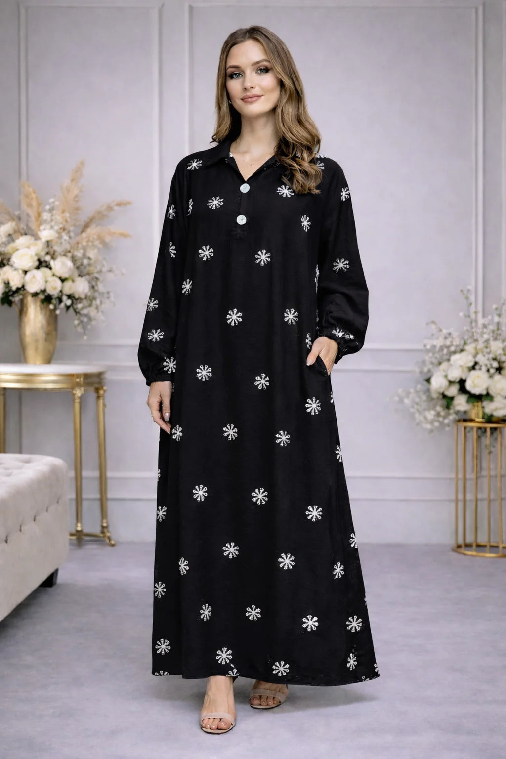 Robe longue fluide Brodé élégante